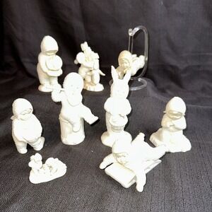 Lot Of 9 Dept 56 Snow Babies Figurines Christmas  Sled Holiday Snowglobe